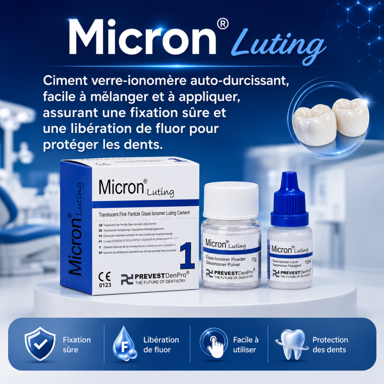 Micron Luting – Ciment verre-ionomère de scellement professionnel