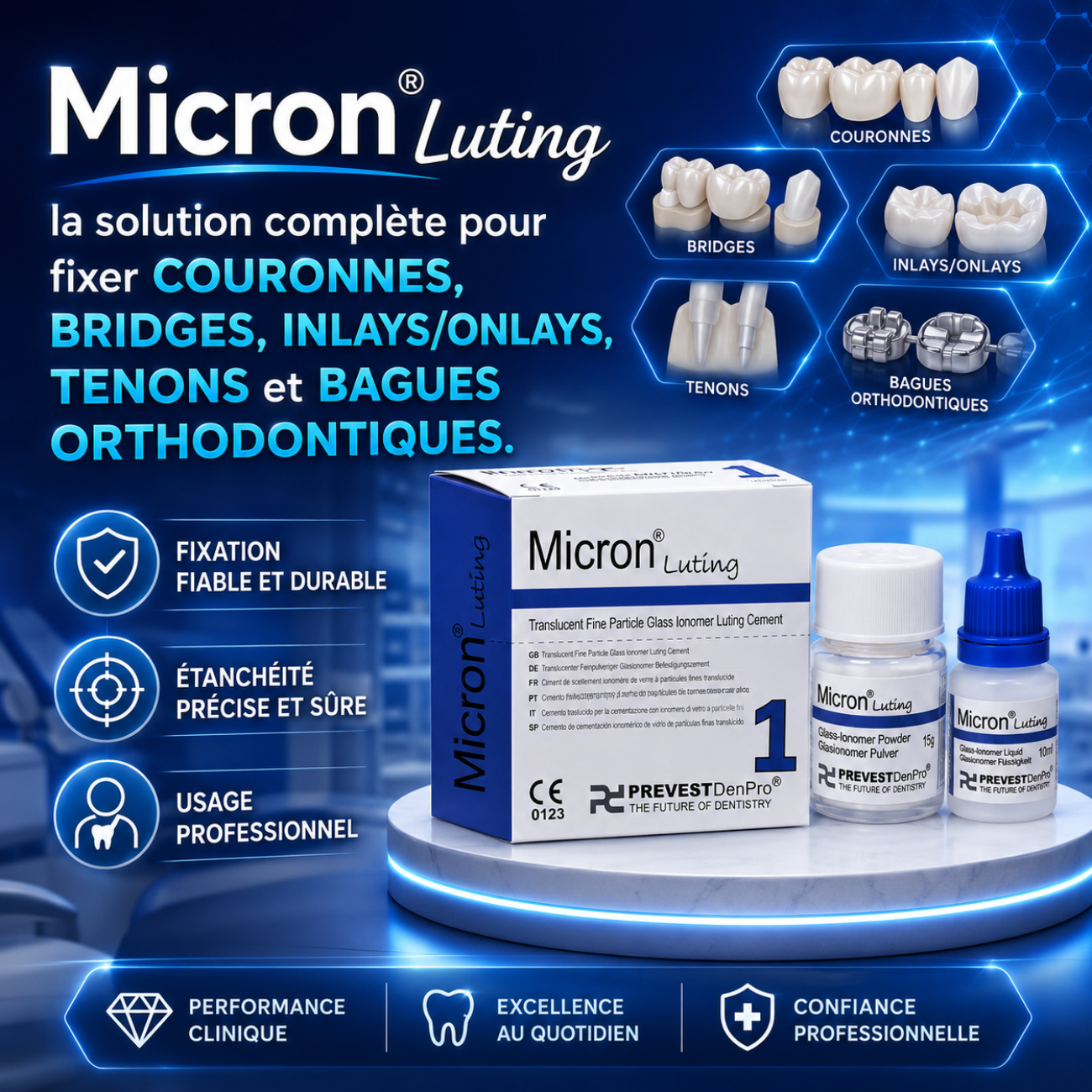 Micron Luting – Ciment verre-ionomère de scellement professionnel